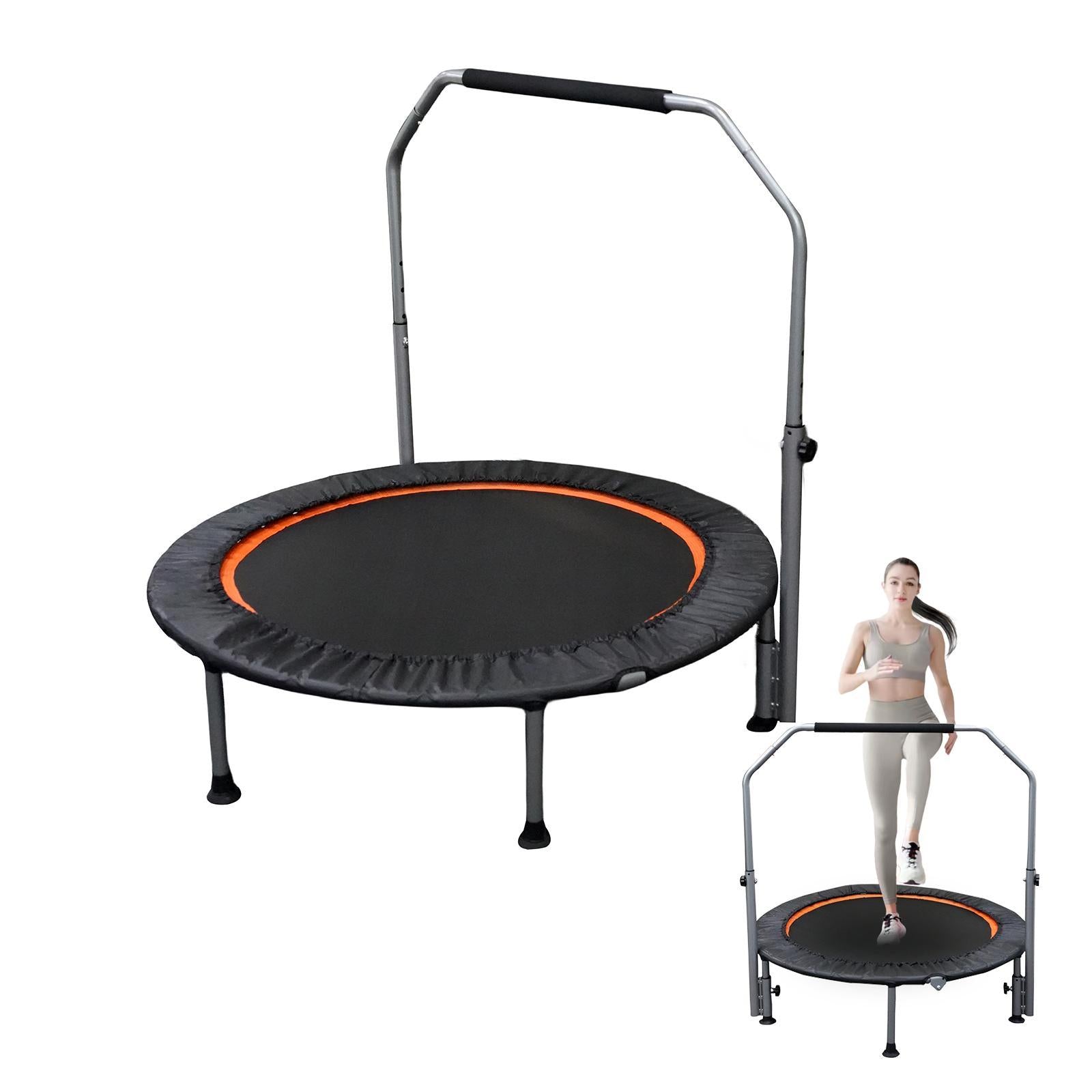 Folding Mini Fitness Trampoline With Adjustable Handles For Adults