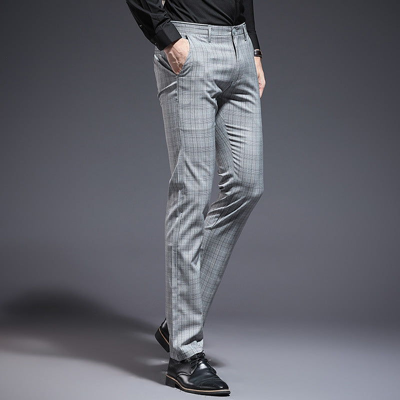 Casual Plaid slim pants Men