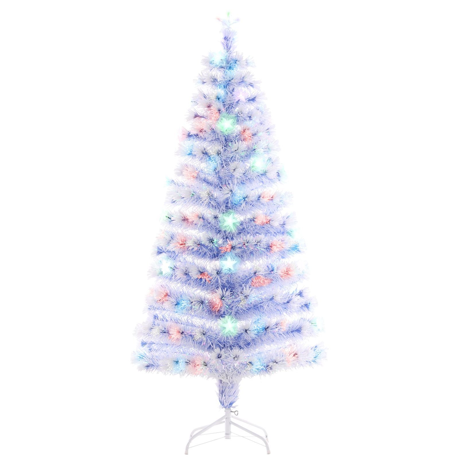 5ft Xmas Tree Pre-Lit LED Optical Fiber Christmas Tree Artificial Seasonal Decoration W Stand Winter Holiday Decor