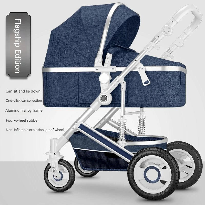 Lightweight Luxury Baby Stroller 2 in 1,Portable Baby Car,High Landscape Reversible Stroller,Gold Stroller Travel Pram,Carriage