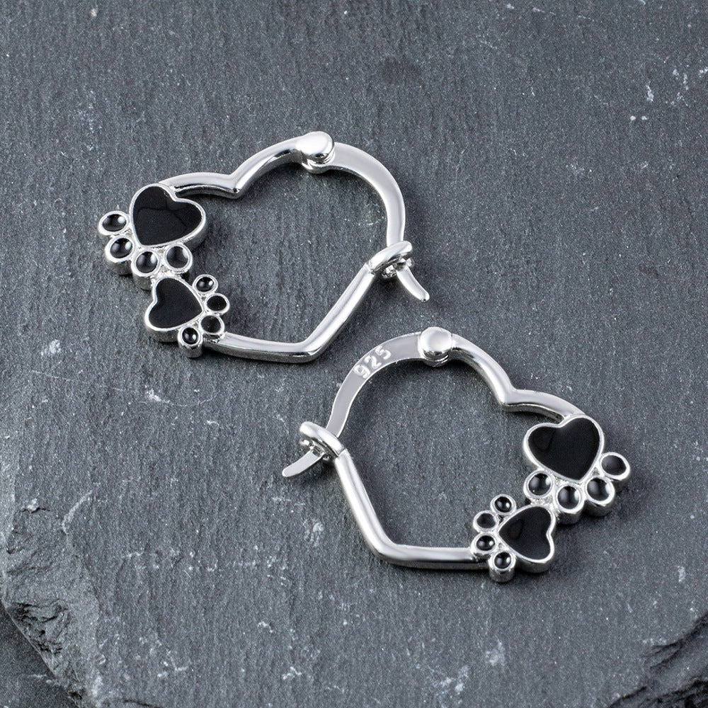 925 Silver Simple Earrings Cat's Paw Dripping Animal Series