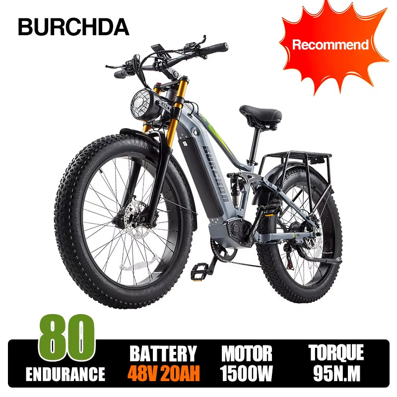 RX80 Electric Bike for Adults,1000W Motor 48V20AH Battery,26" All-Terrain Fat Tires,Mountain Snow Ebike,Off-Road Cycling