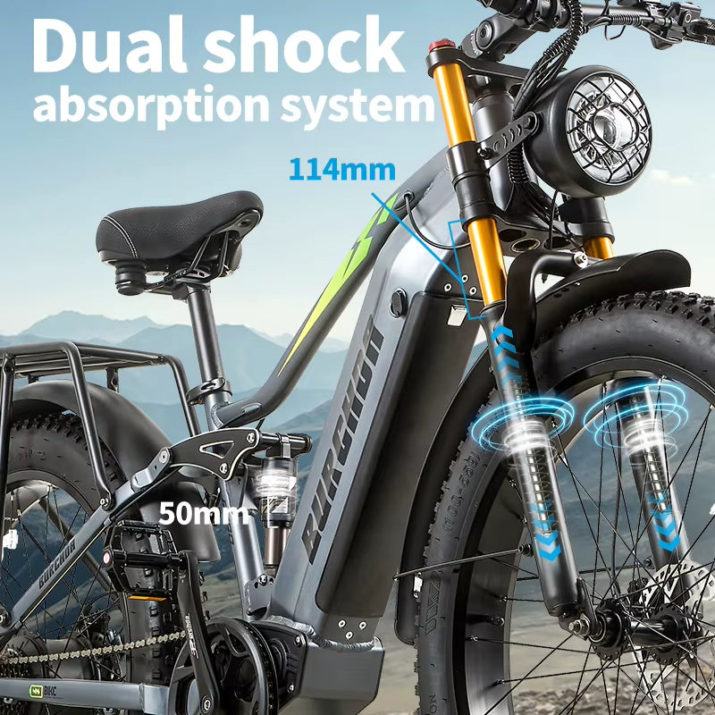 RX80 Electric Bike for Adults,1000W Motor 48V20AH Battery,26" All-Terrain Fat Tires,Mountain Snow Ebike,Off-Road Cycling