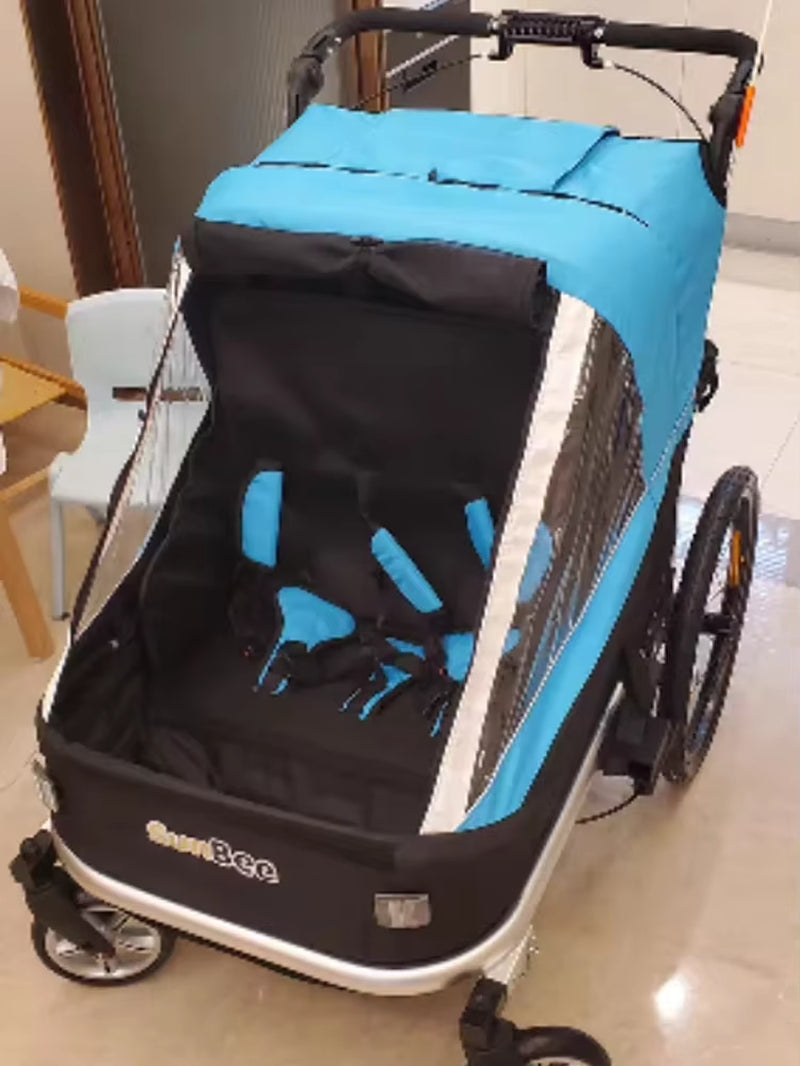 3 in 1 Kids Bike Trailer Twins Stroller Baby Jogger Red ,3 Color for Available