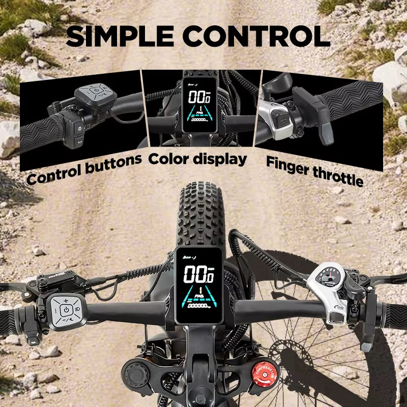 RX80 Electric Bike for Adults,1000W Motor 48V20AH Battery,26" All-Terrain Fat Tires,Mountain Snow Ebike,Off-Road Cycling