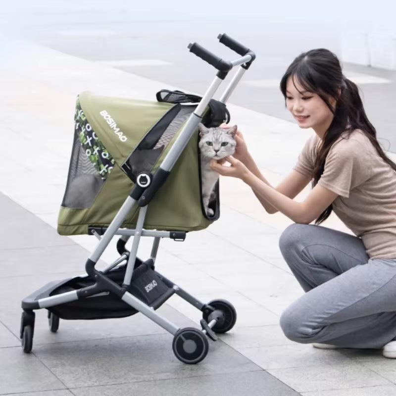 Ultra-Light Portable Pet Stroller Foldable Travel Pet Stroller for Small Dogs and Cats Large Capacity Breathable Pet Stroller