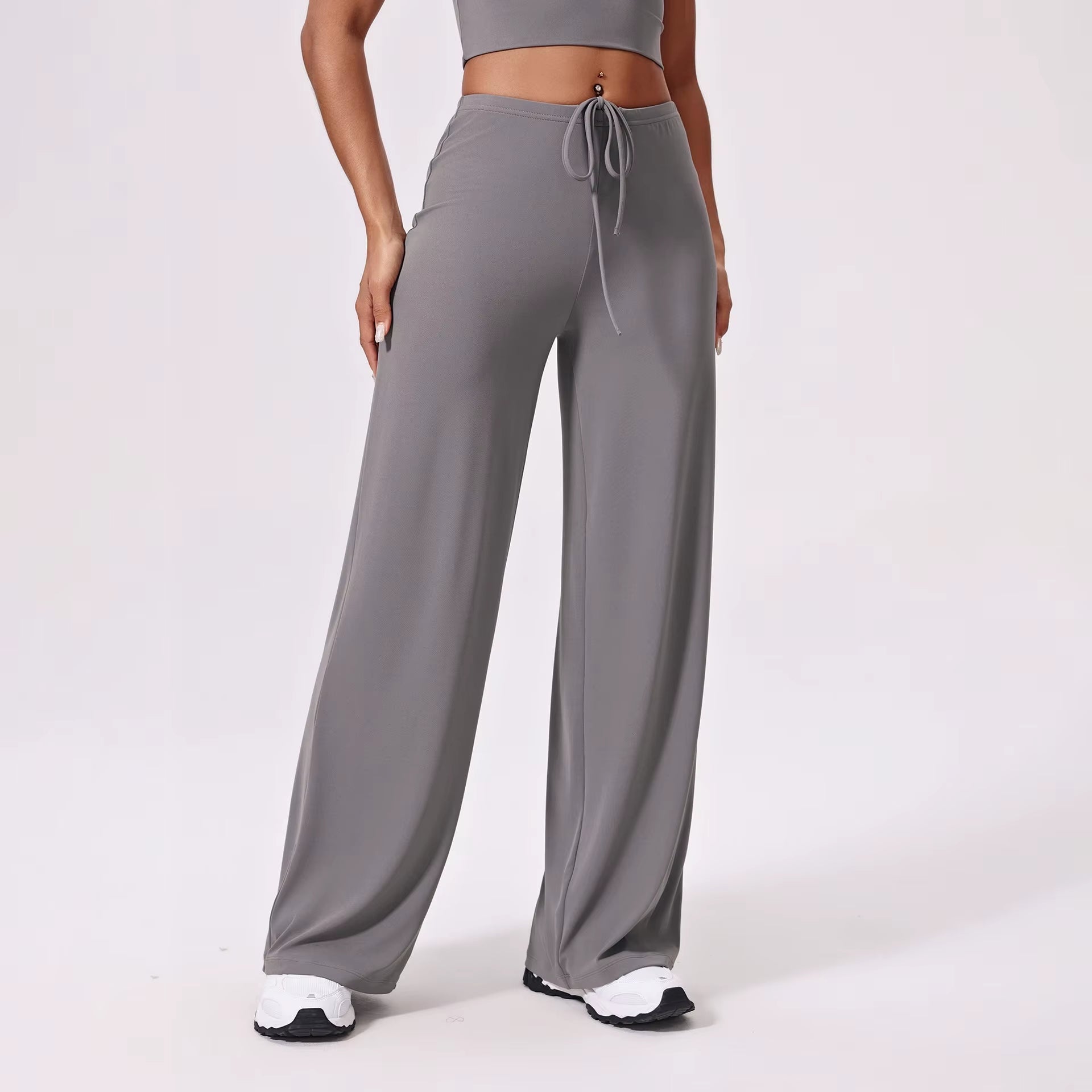 Loose Drawstring High Waist Yoga Pants Women Sportwear Elastic Casual Sport Wide Trousers Gym Workout Clothing Female Sweatpants