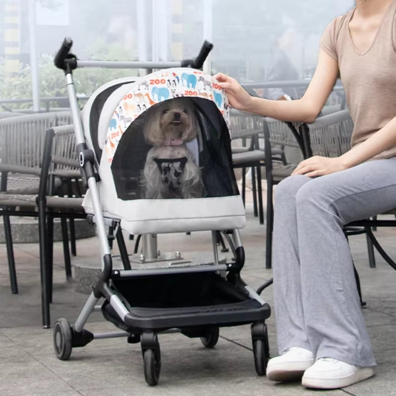 Ultra-Light Portable Pet Stroller Foldable Travel Pet Stroller for Small Dogs and Cats Large Capacity Breathable Pet Stroller