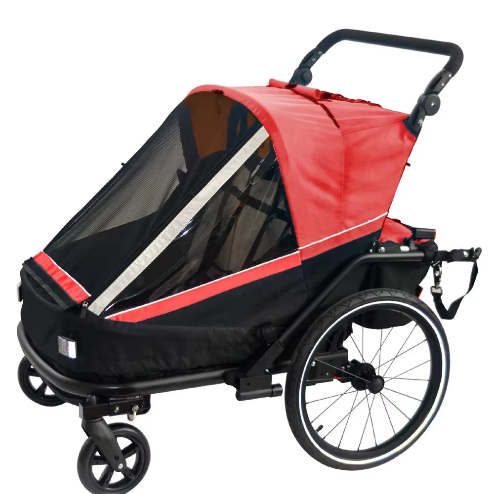 3 in 1 Kids Bike Trailer Twins Stroller Baby Jogger Red ,3 Color for Available