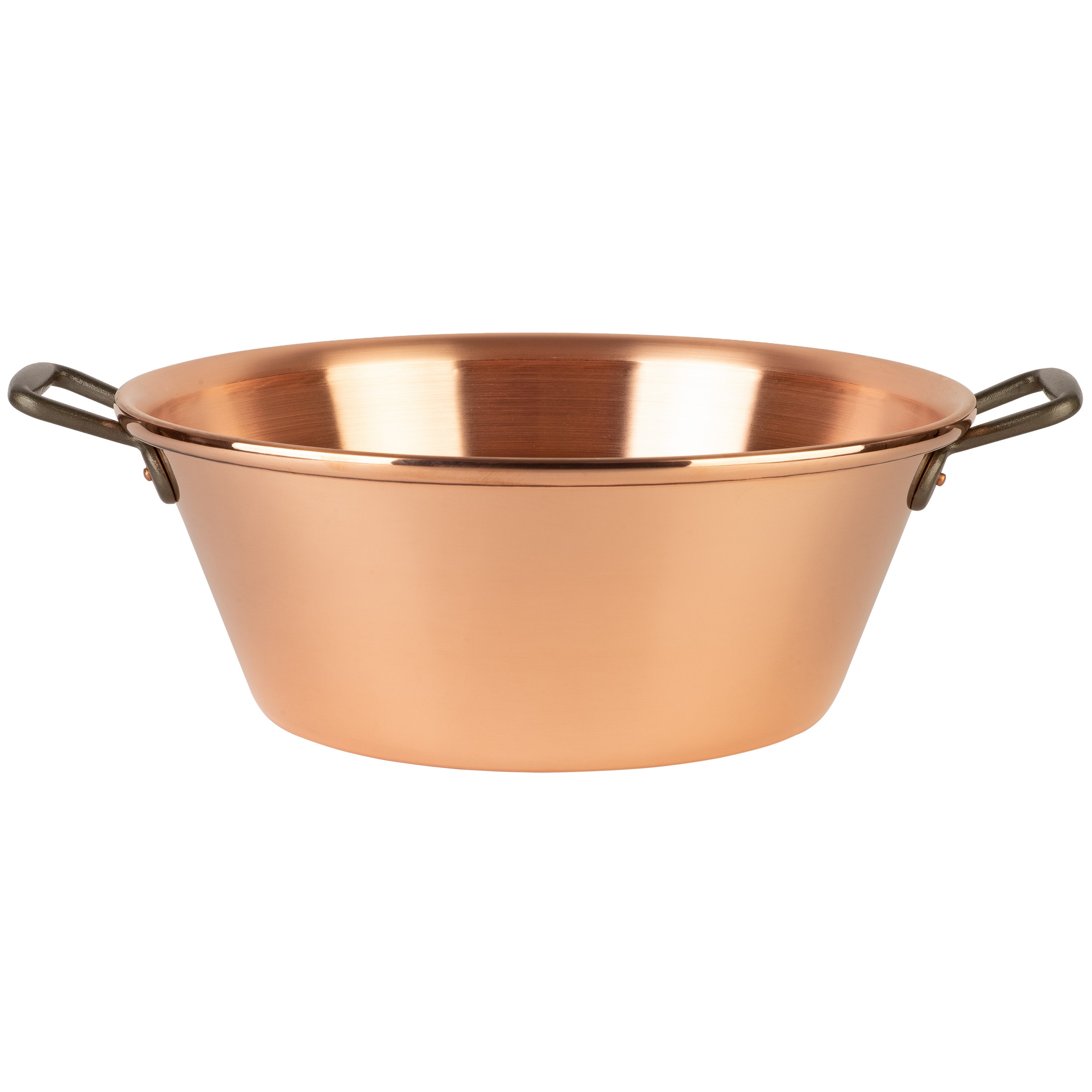 Copper jam pot with cast iron handles, 12.5 qt