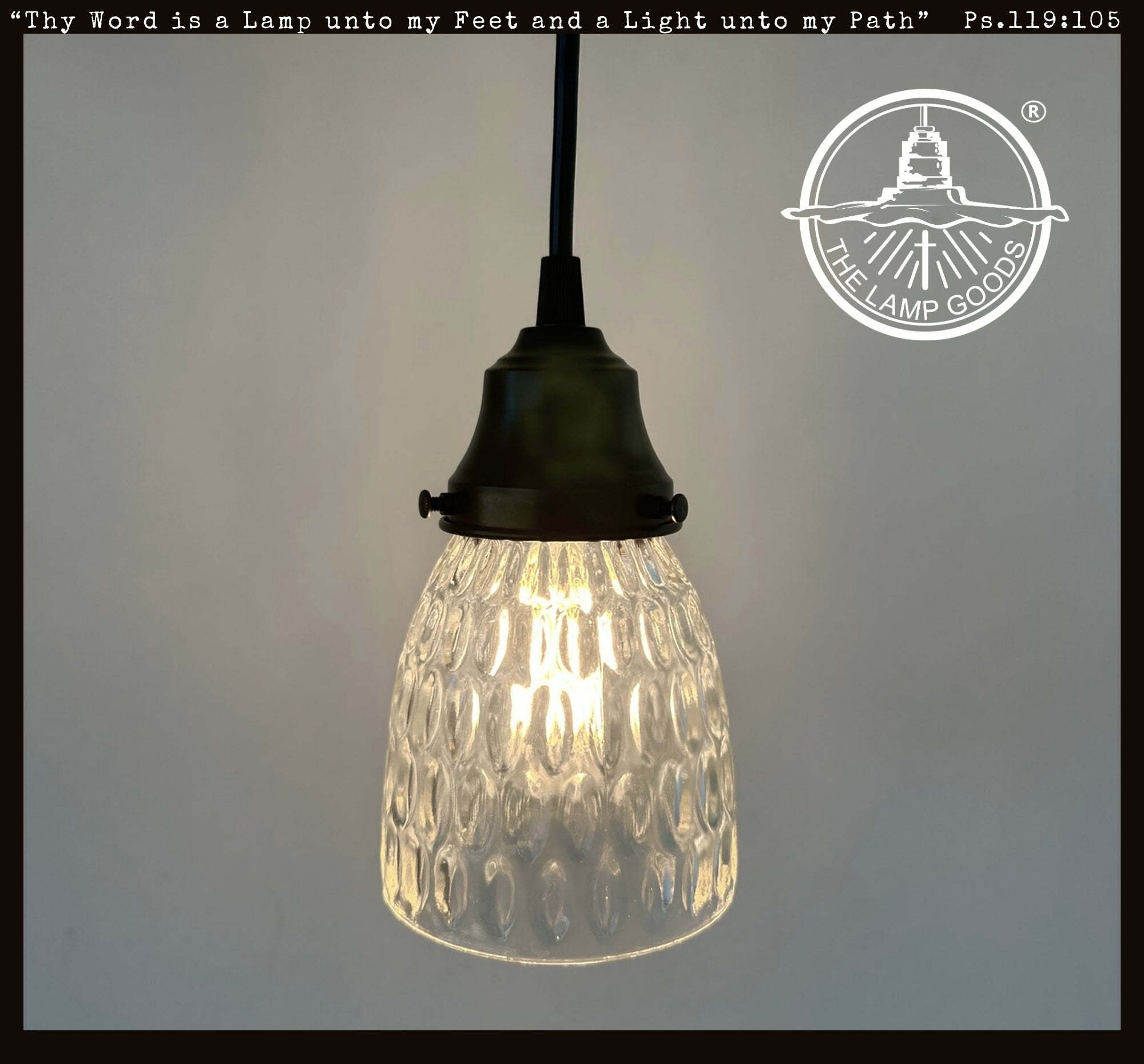 Clear Pebbled Texture Vintage Glass Pendant