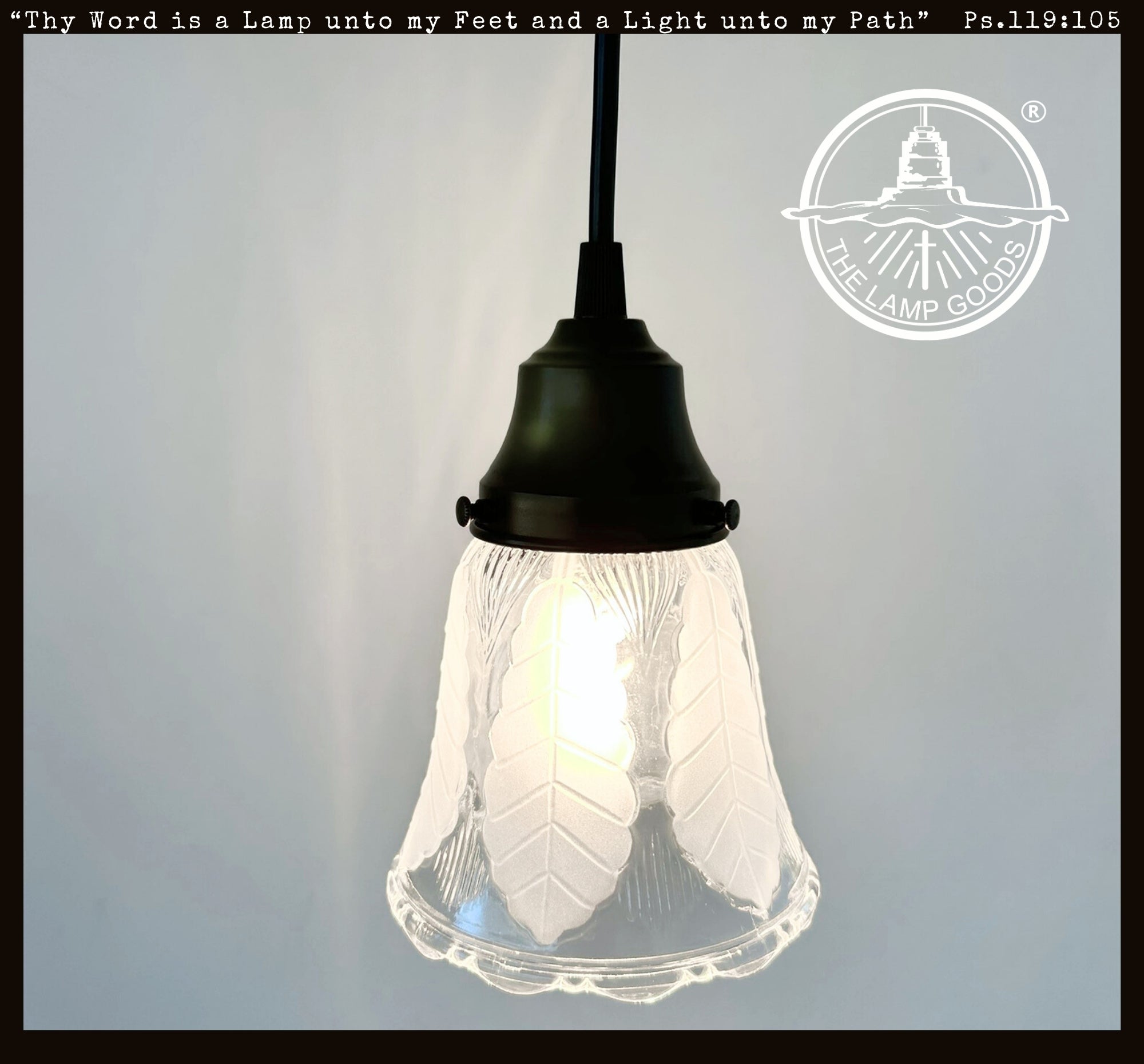 Frosted Leaf Embossed Clear Pendant Light