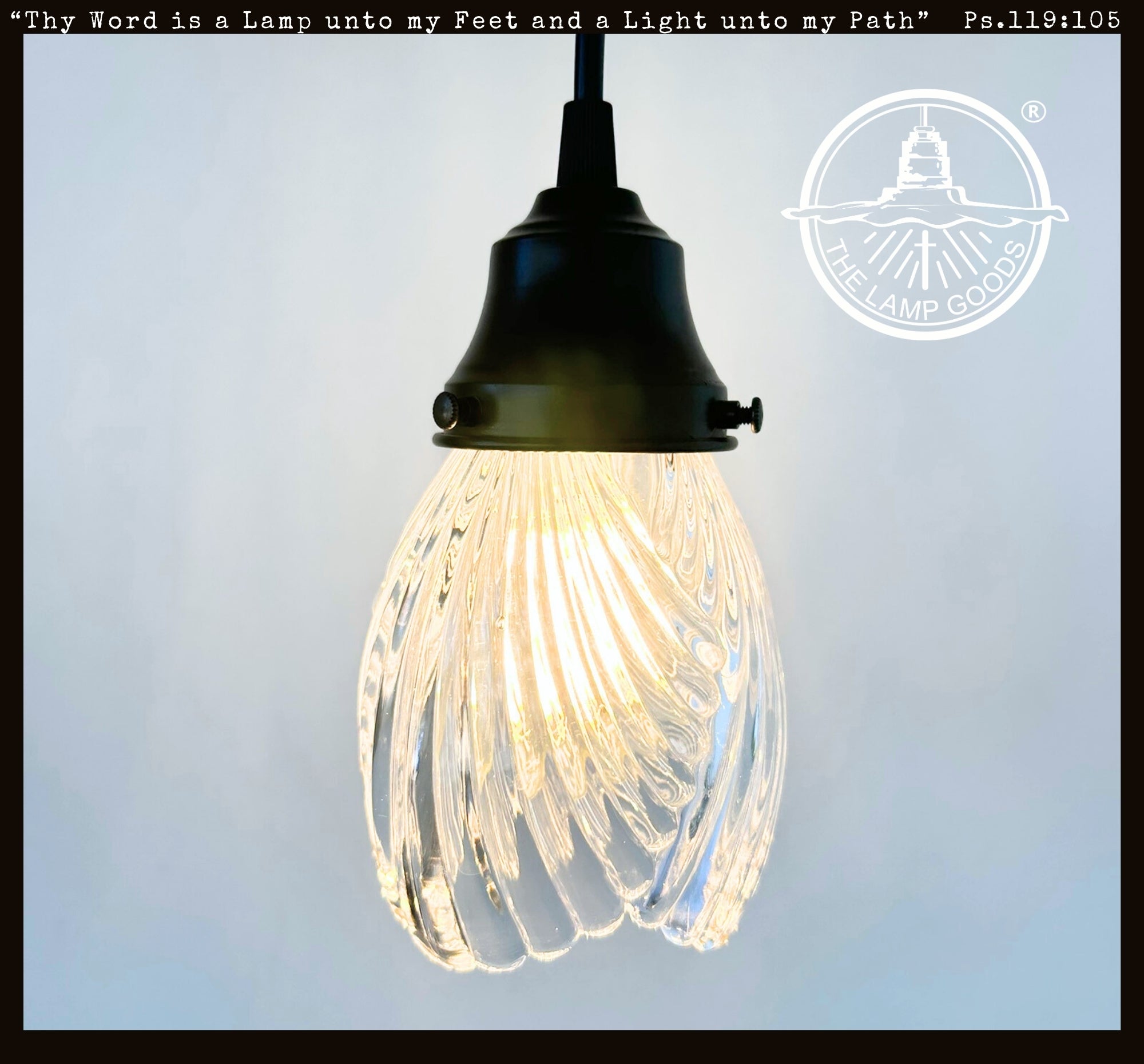 Clear Swirl Ribbed Heavy Vintage Pendant