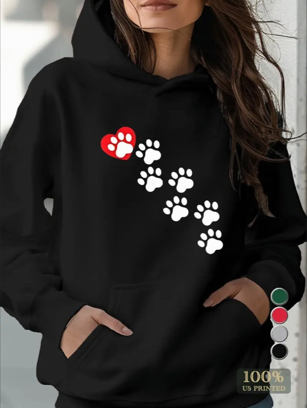 Paw Prints Hearts Women's Hoodies