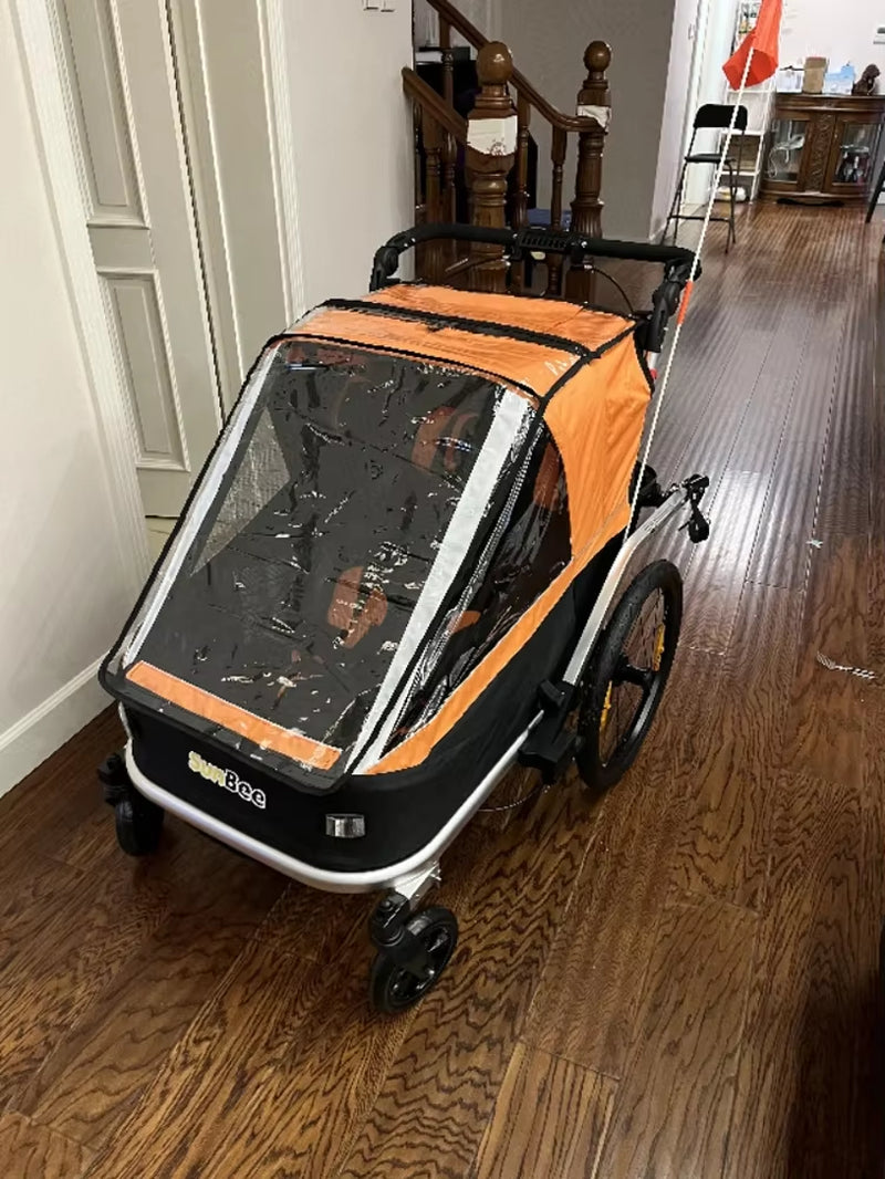 3 in 1 Kids Bike Trailer Twins Stroller Baby Jogger Red ,3 Color for Available