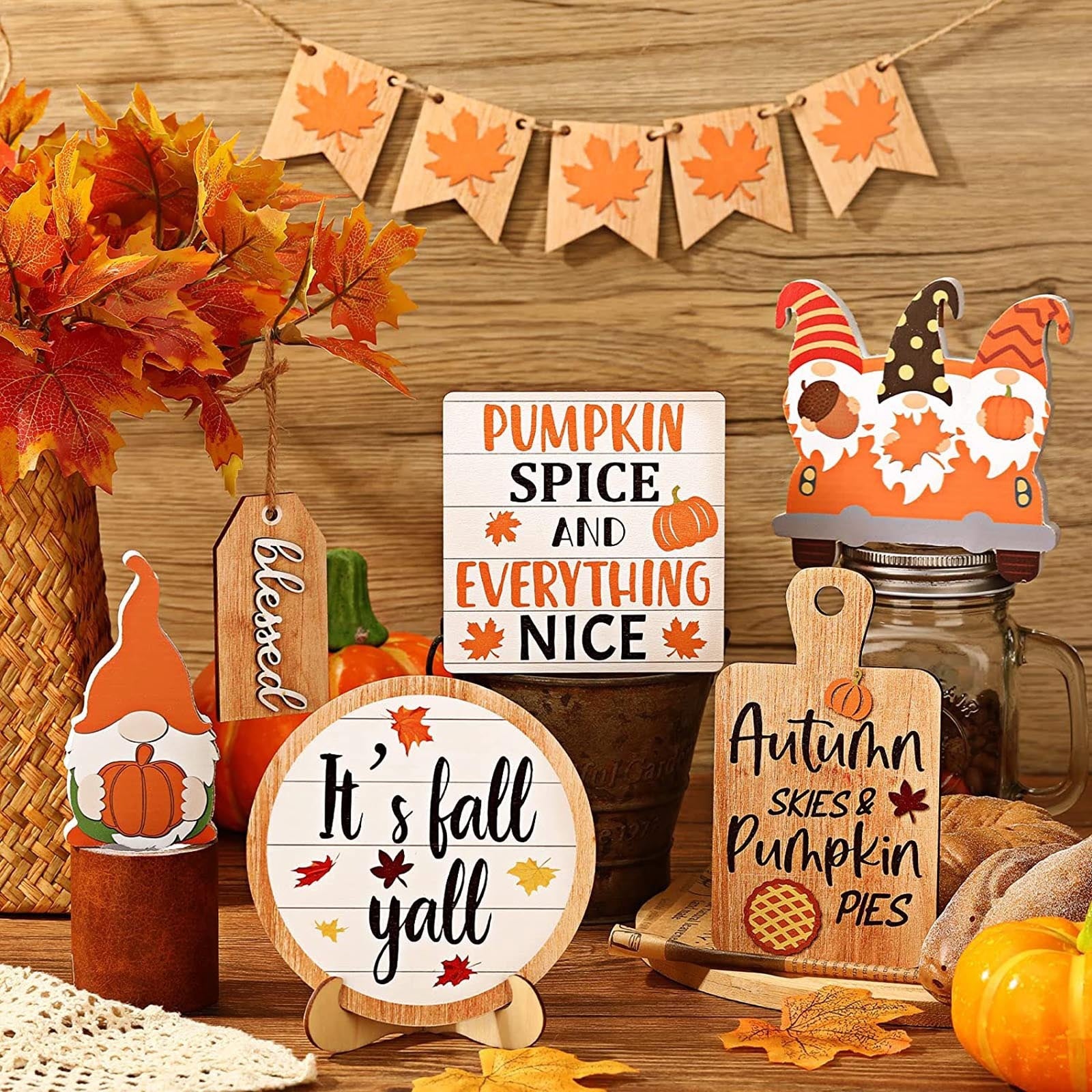 New Thanksgiving Layered Tray Decoration Set