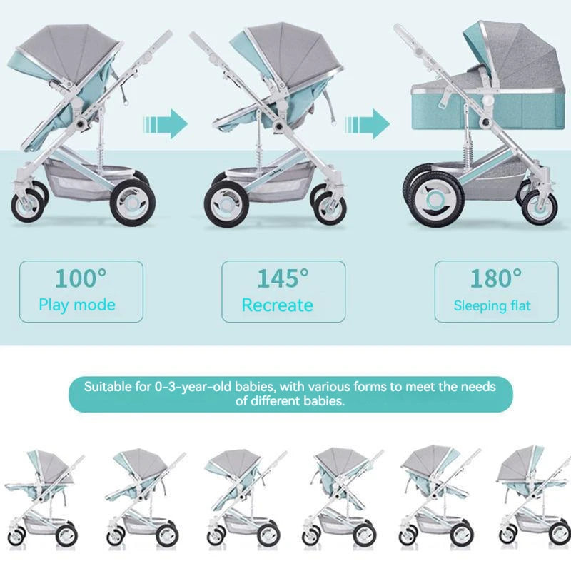 Lightweight Luxury Baby Stroller 2 in 1,Portable Baby Car,High Landscape Reversible Stroller,Gold Stroller Travel Pram,Carriage