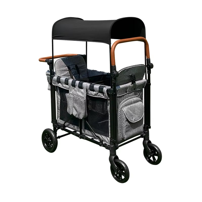 2 Seater Baby Wagon Hot Sale Outdoor Folding Trolleys Carts Portable Kids Stroller Wagon