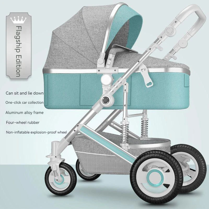 Lightweight Luxury Baby Stroller 2 in 1,Portable Baby Car,High Landscape Reversible Stroller,Gold Stroller Travel Pram,Carriage