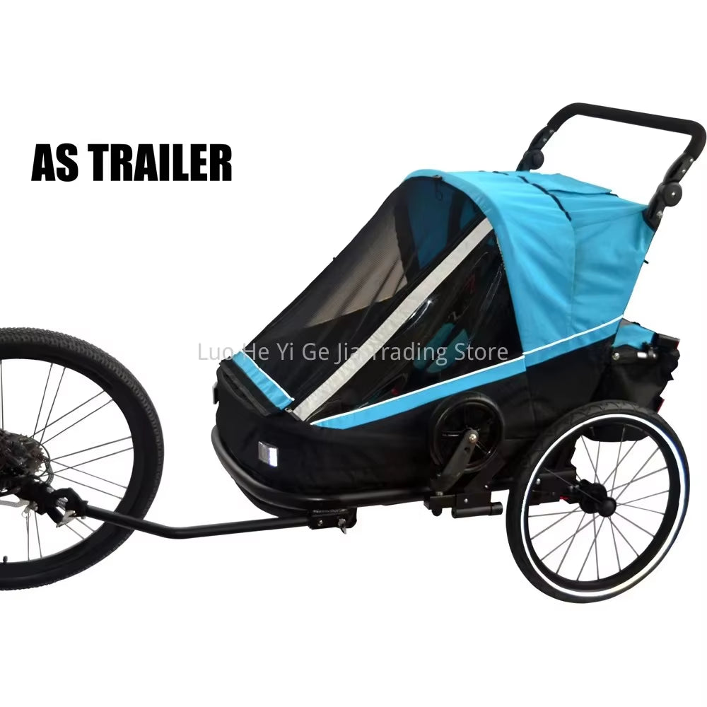 3 in 1 Kids Bike Trailer Twins Stroller Baby Jogger Red ,3 Color for Available