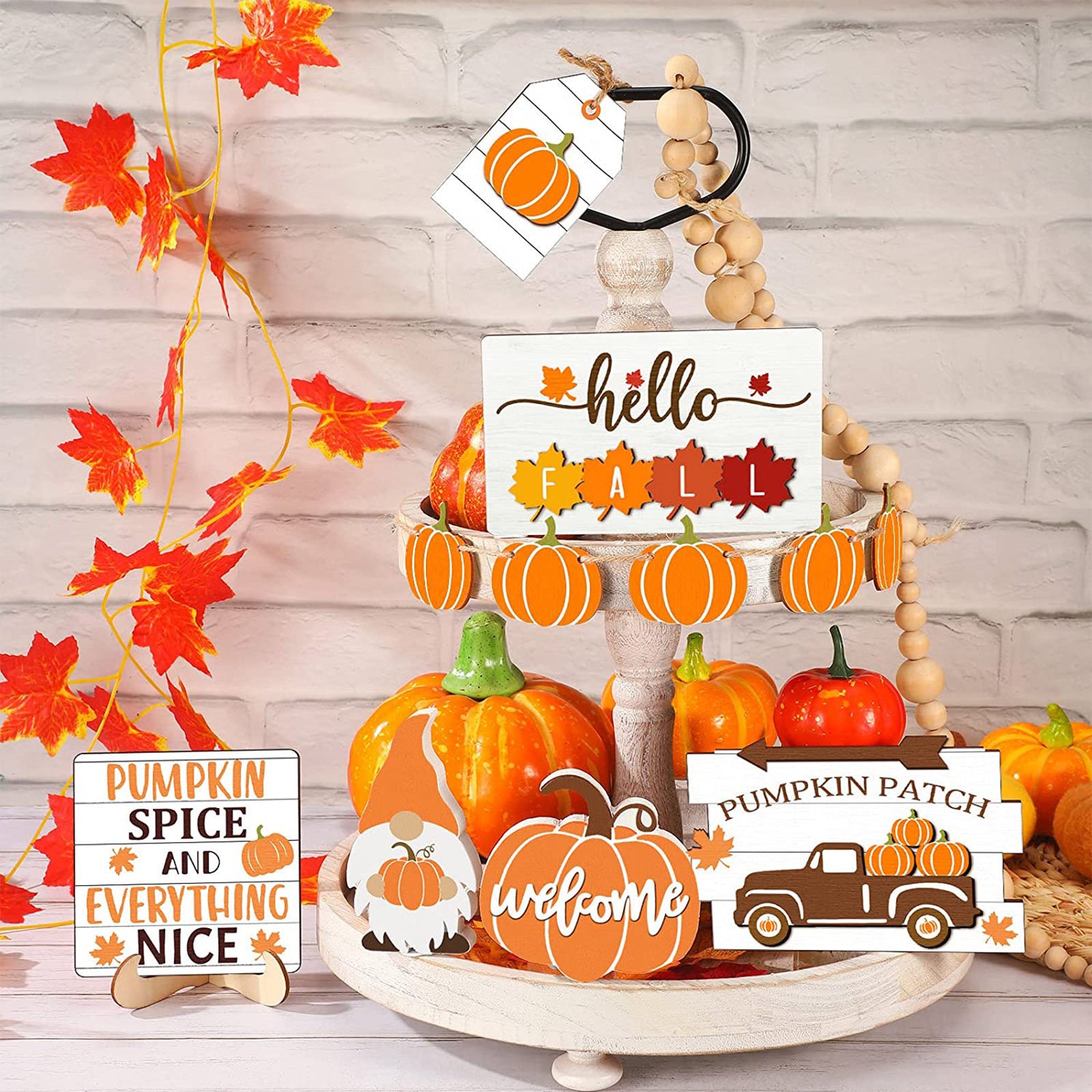 New Thanksgiving Layered Tray Decoration Set