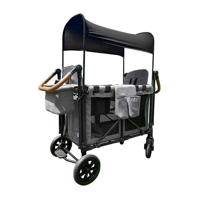 2 Seater Baby Wagon Hot Sale Outdoor Folding Trolleys Carts Portable Kids Stroller Wagon