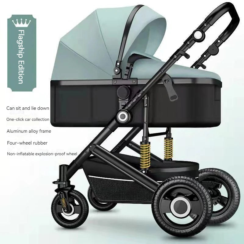 Lightweight Luxury Baby Stroller 2 in 1,Portable Baby Car,High Landscape Reversible Stroller,Gold Stroller Travel Pram,Carriage