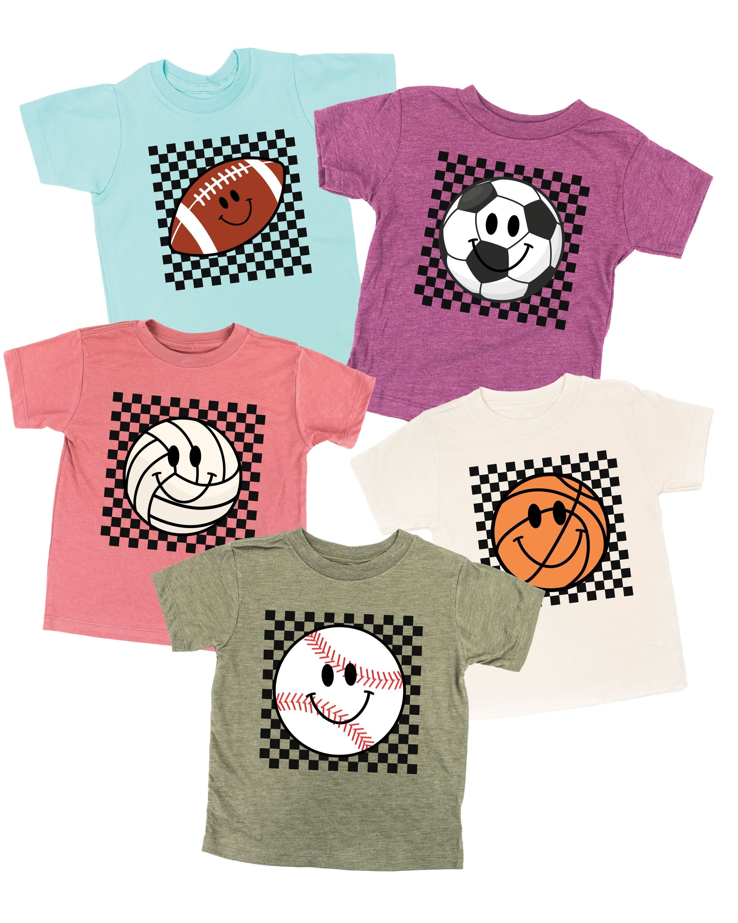Checkers Smiley - (Choose Your Sports Ball) - Child Tee
