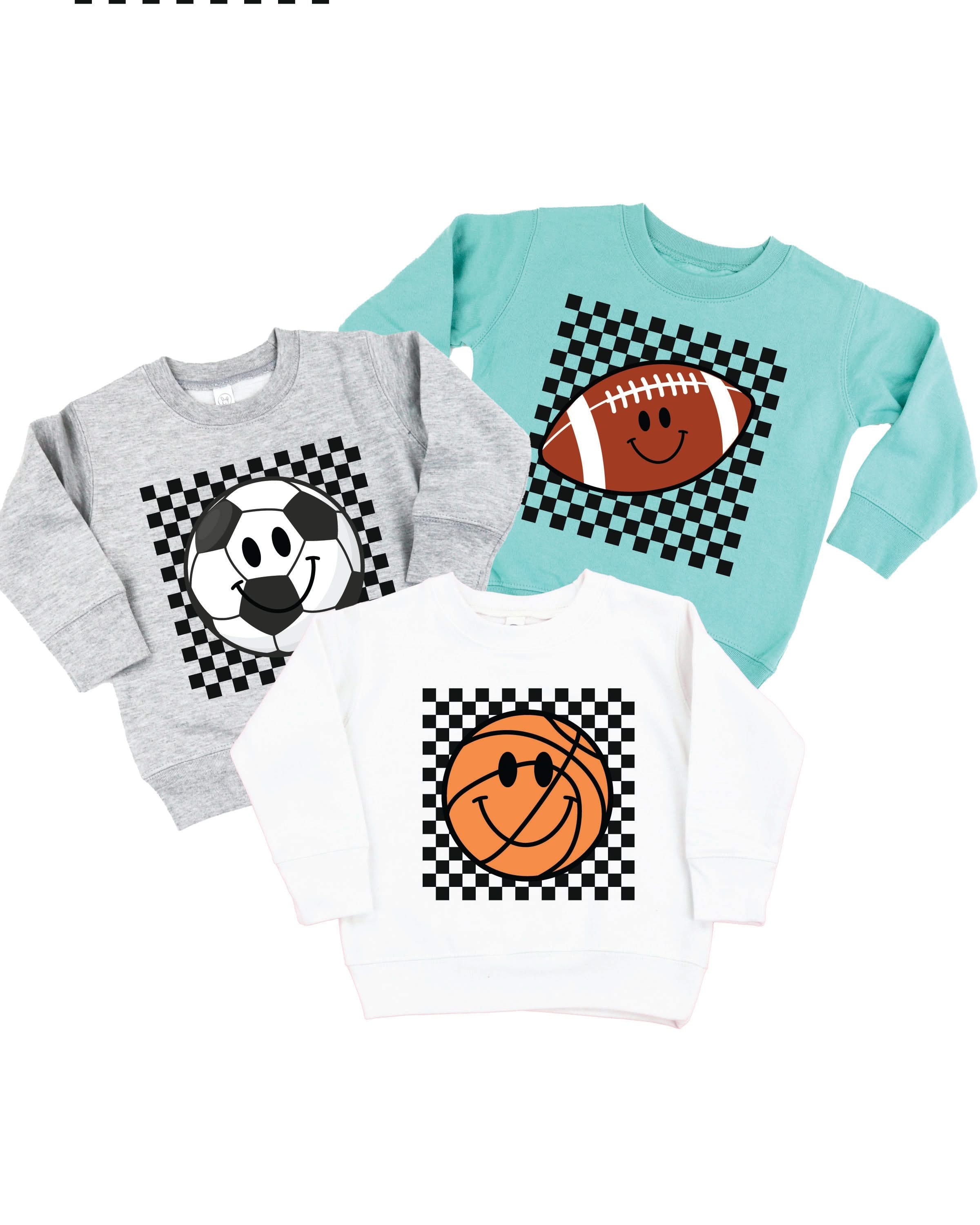 Checkers Smiley - (Choose Your Sports Ball) - Child Sweater