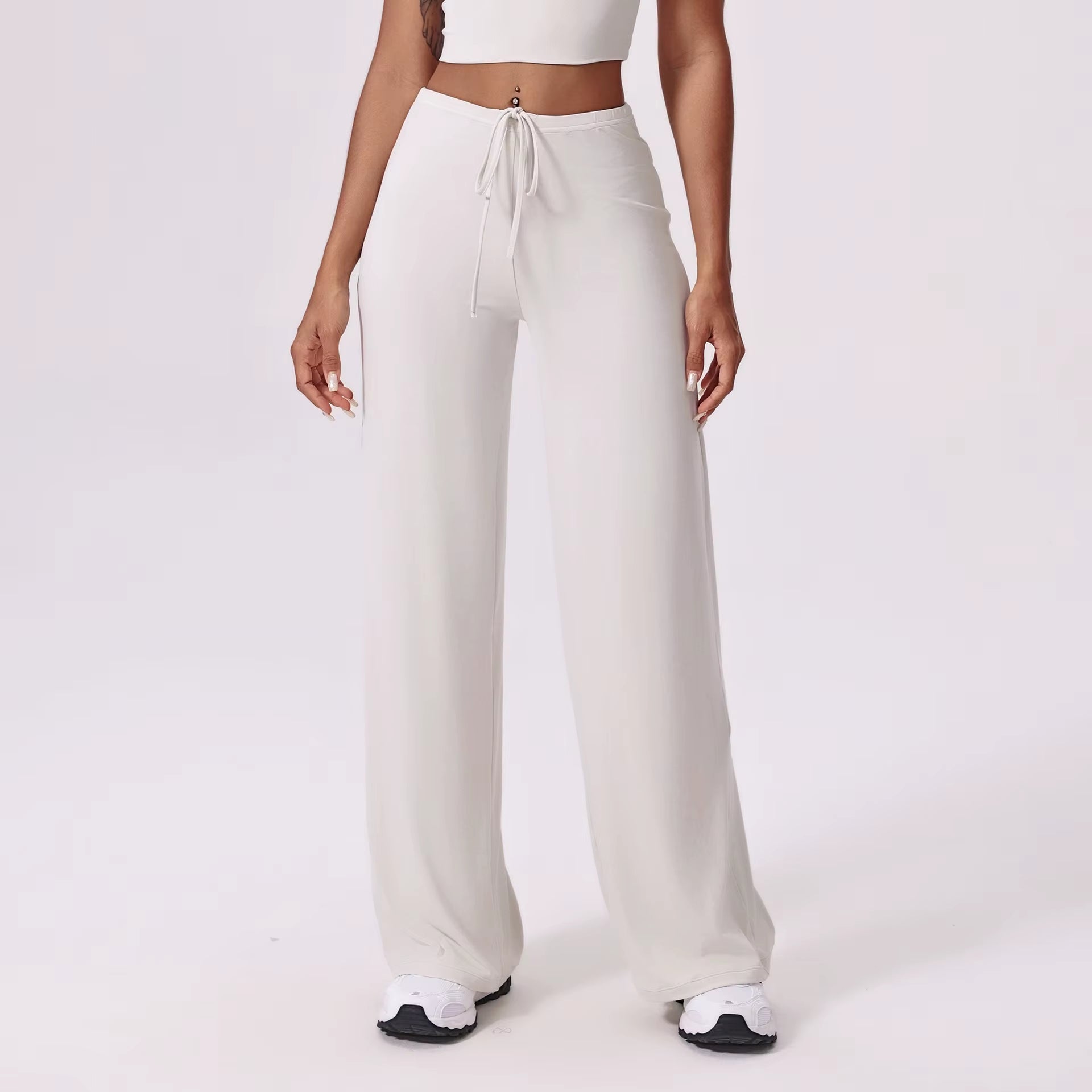 Loose Drawstring High Waist Yoga Pants Women Sportwear Elastic Casual Sport Wide Trousers Gym Workout Clothing Female Sweatpants