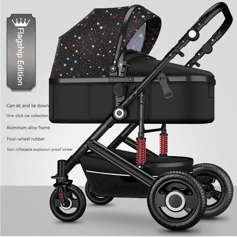 Lightweight Luxury Baby Stroller 2 in 1,Portable Baby Car,High Landscape Reversible Stroller,Gold Stroller Travel Pram,Carriage