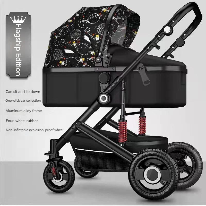 Lightweight Luxury Baby Stroller 2 in 1,Portable Baby Car,High Landscape Reversible Stroller,Gold Stroller Travel Pram,Carriage