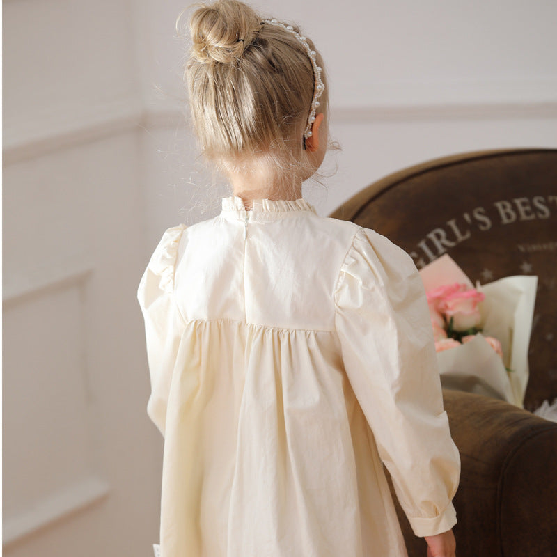 Girls Ruffle Neck Long Dress