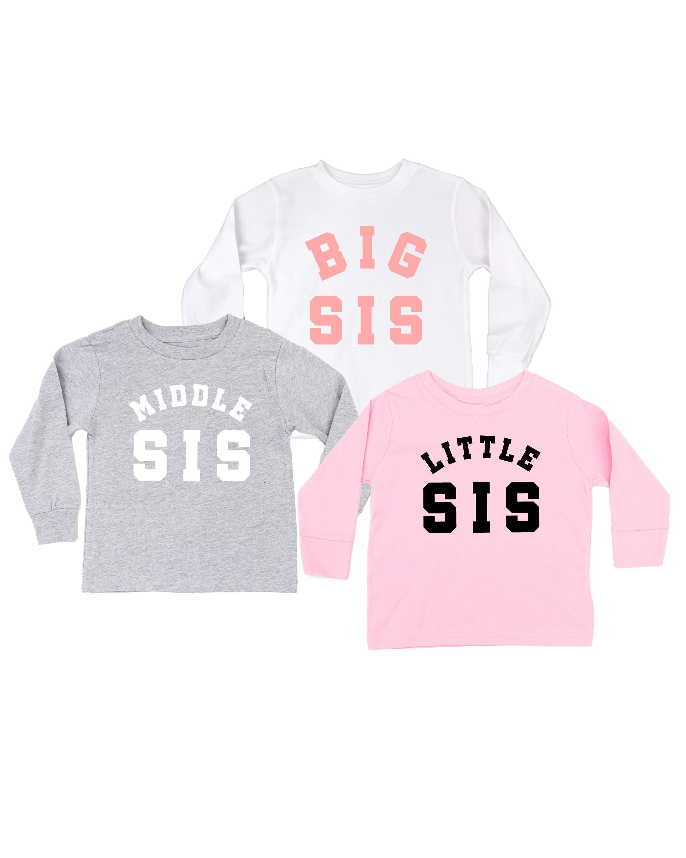 Varsity 'Sis' Sibling Tees - (Choose Your Role) - Child Long Sleeve Tee